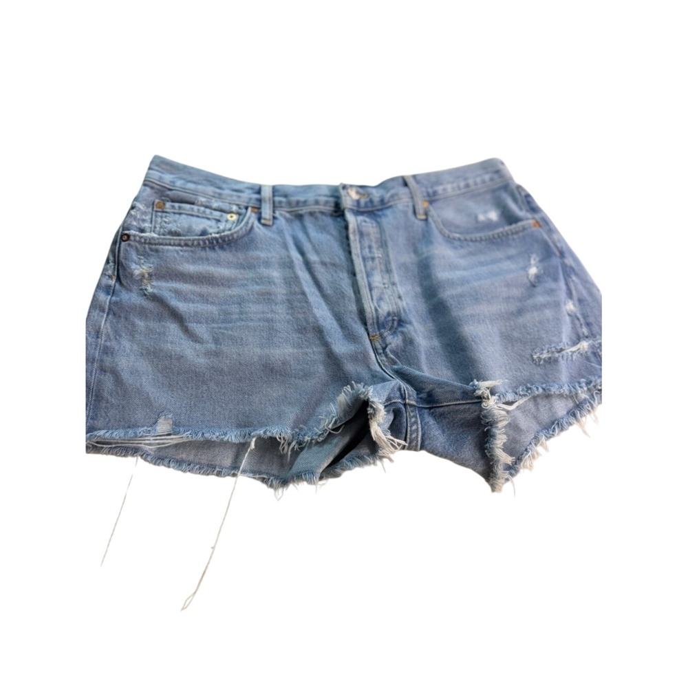 AGOLDE Denim Shorts Womens Size 32 Distressed Cut Off High Rise Light Wash